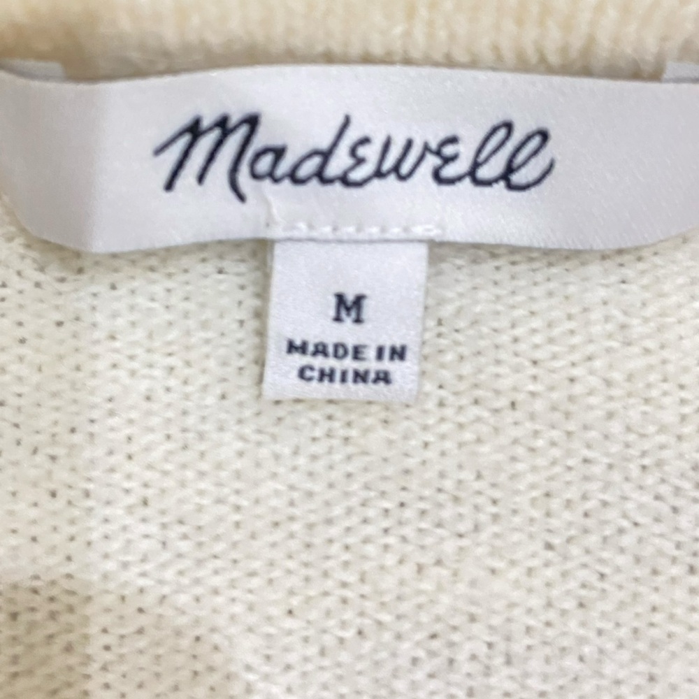 Madewell alpaca colorblock open front cardigan cream, beige, tan, grey medium - Picture 8 of 9